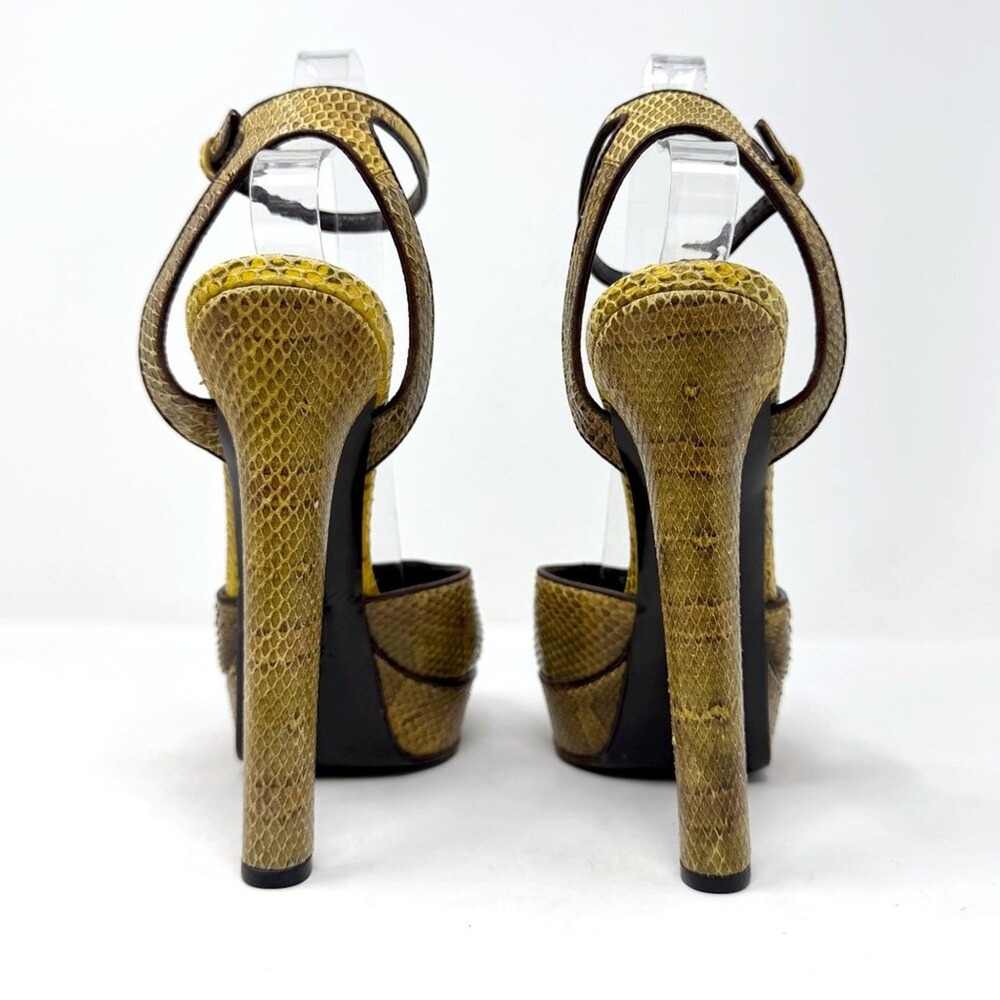 Retro Gucci Python Platform Pumps Yellow 38 Eu Py… - image 4